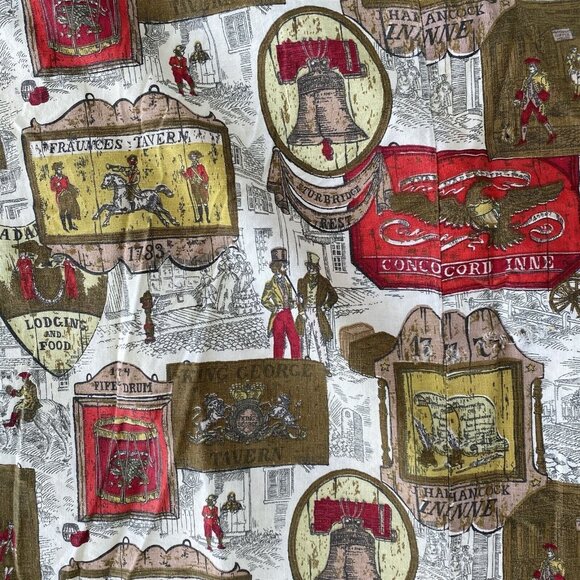 Colonial Print Twin Bedspread Coverlet Thin Americana Homemade Farmhouse - Picture 4 of 10